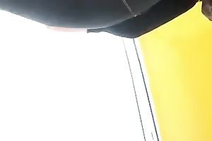 Hidden web camera upskirt episode with a bulky wench wearing a miniskirt