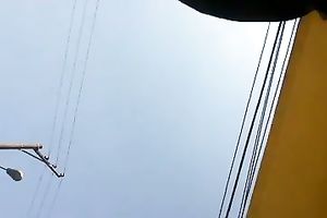 Hidden web camera upskirt episode with a bulky wench wearing a miniskirt