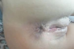 Solo action with skinny golden-haired milf drilling her muff with a marital-device