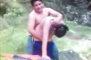 Me and my Mexican girlfriend having sex in a forest