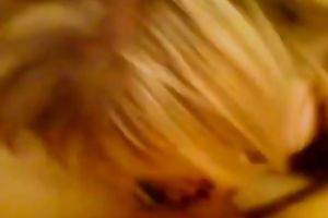 Cock-hungry golden-haired shows her blowjob skills to me in POV movie scene