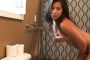 Sexy Latina honey undresses in changing room and exposes her mangos