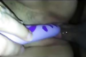 I am teasing my bald snapper with a sex toy as my boyfriend bangs me