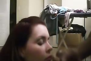 Red-haired trollop just can't stop engulfing my large dark ramrod