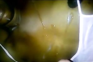 Pinkish and short thick dick jerks off on ebon strumpets titties and jizzes on her face