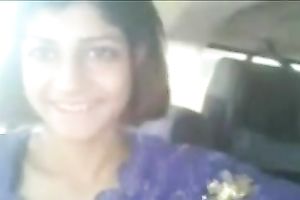 Indian bulky prostitute in my car flashes her boobies