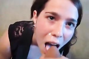 My dark brown hawt girlfriend getting filmed during facial jizz flow