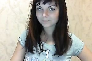 Beautiful brunette legal age teenager shows her pussy-fingering skills