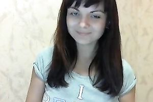 Beautiful brunette legal age teenager shows her pussy-fingering skills