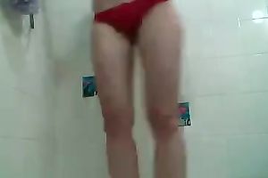 Dutch slender college girlfriend takes off her red pants