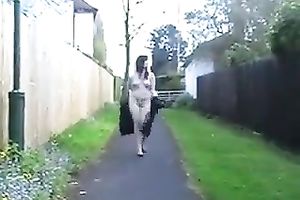 My slutty wife is definitely not shy and this babe likes being stripped outside