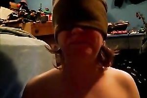 Amazing movie with blindfolded me engulfing a glass sex tool