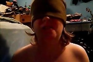 Amazing movie with blindfolded me engulfing a glass sex tool