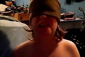 Amazing movie with blindfolded me engulfing a glass sex tool