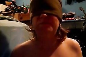 Amazing movie with blindfolded me engulfing a glass sex tool