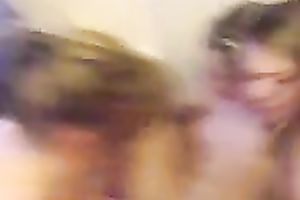 Having astounding three-some sex with 3 concupiscent college gals