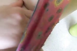 Naughty golden-haired pippin with corpulent lips shows a striptease