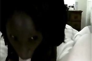 Ebony whore sucks a white cock and transforms into a monster