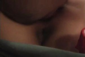 Asian hussy gives head to a chap and lets him play with her shaggy pussy