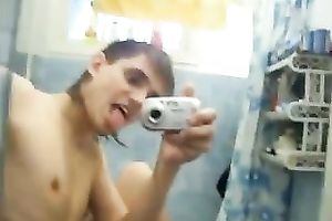 Skinny blond legal age teenager German white bitch playing with my large white ramrod