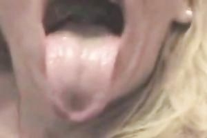 Young and older golden-haired ladies licking every other and making out