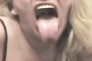 Young and older golden-haired ladies licking every other and making out