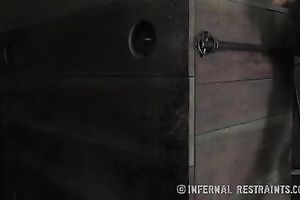 Cute brunette hair honey living in a cage craves to receive out of the box this babe lives in