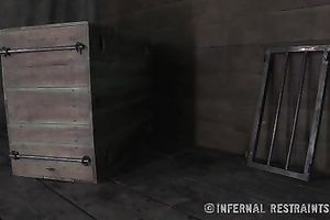 Cute brunette hair honey living in a cage craves to receive out of the box this babe lives in