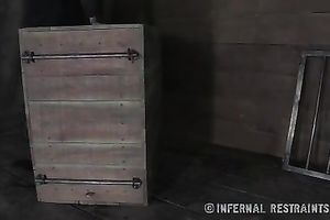 Cute brunette hair honey living in a cage craves to receive out of the box this babe lives in