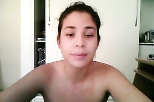 Hot and joyful legal age teenager babe with charming gazoo chats with me bare