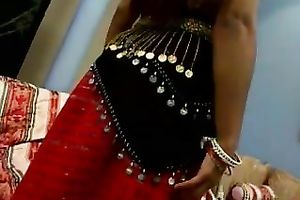 That bitch in sexy red costume is excited for foreign fellows