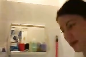 Frantic dark brown coed babe sucks my large wang with pleasure and acquires facial