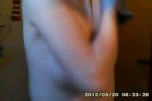 Homemade solo with my cute brunette hair GF flashing her milk shakes