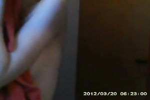 Homemade solo with my cute brunette hair GF flashing her milk shakes