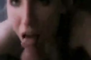 Sexy and lewd blond slut sucks my prick like there is no the next day