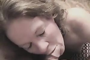 Filthy street hooker in fishnet nylons is blowing my ramrod like a pro