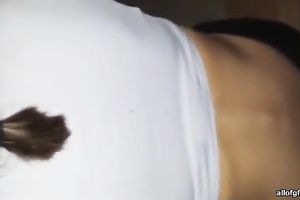 Mesmerizing white dark brown girl in hot glasses gives head
