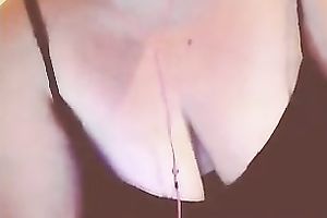 Fat white dilettante slut on web camera licks her teats