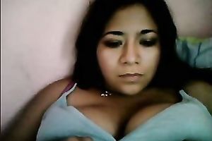 Sexy Latina temptress showed me her large pillowy pointer sisters on web camera