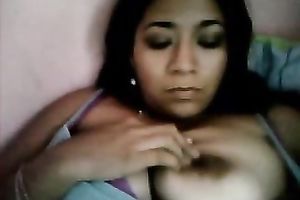 Sexy Latina temptress showed me her large pillowy pointer sisters on web camera