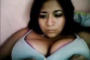 Sexy Latina temptress showed me her large pillowy pointer sisters on web camera
