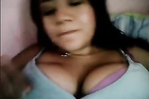 Sexy Latina temptress showed me her large pillowy pointer sisters on web camera