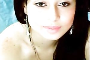 Hot brunette hair dilettante legal age teenager with hot makeup on web camera