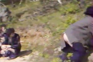 Threesome in the woods with sexual brown haired hooker