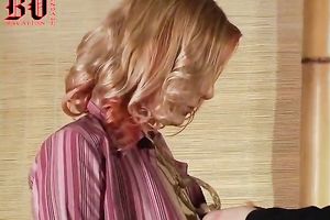 Hot golden-haired craves to be dominated and bonded on the bed