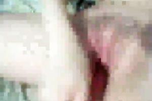 Selfie of my cute girlfriend banging her trimmed pussy with sex tool
