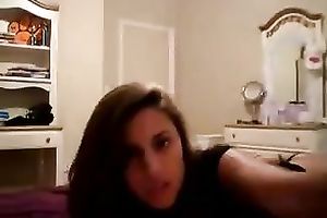 Eye catching brunette hair seductress disrobes for me on webcam