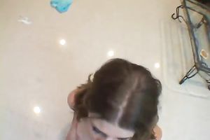 Horny and perverted abbe takes a dick in her face hole for 1st time