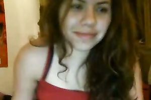 Webcam solo movie with a beautiful sweetheart exposing her bra buddies