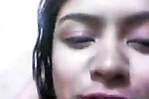 Flirty and lascivious Indian hoochie shows off her saggy milk shakes